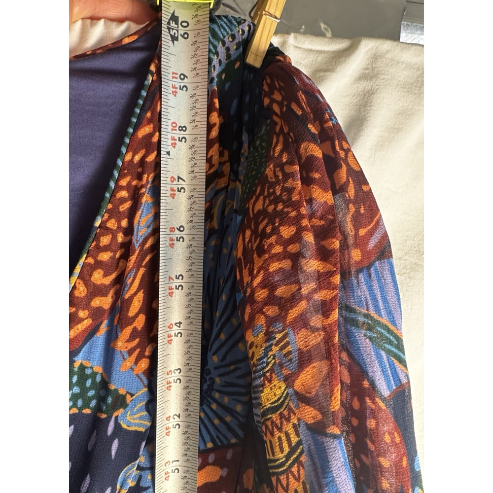 Farm Rio Blue Cool Leopard Print Ruffle Maxi Dress Small Belted V Neck Sun Wear - Picture 9 of 16